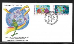 United Nations NY 593-594 Rights of Child WFUNA Cachet FDC First Day Cover