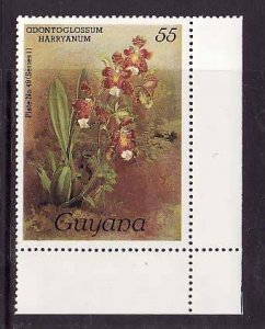 Guyana-Sc#1085a- id9-unused NH 55c-Flowers-Orchids-wmk Lotus Bud Multiple-1985-