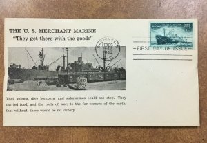 939 Merchant Marine FDC  Cover  Southworth Cachet  ships loading food 1946