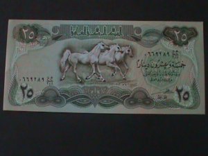 ​IRAQ-CENTRAL BANK OF IRAQ-25 DINARS-UN CIRCULATED-SMALL HORSES BANK NOTE-#4