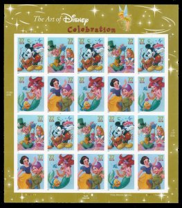 U.S.A. SC#3912-3915 The Art Of Disney - Celebration Full Pane of 20 (2005) MNH