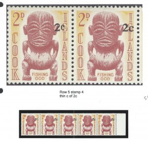 Cook Islands variety strip of five thin c of 2c mnh  s.c.# 180