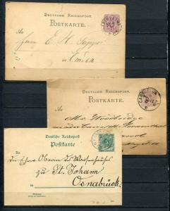 Germany 1892 and up 3 Postal Stationary Cards Used  3807