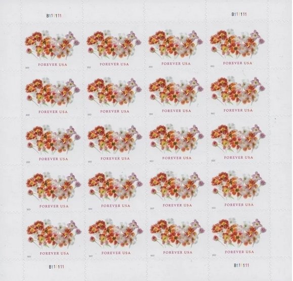 2022 Tulips  forever stamps  5 Booklets 100plp