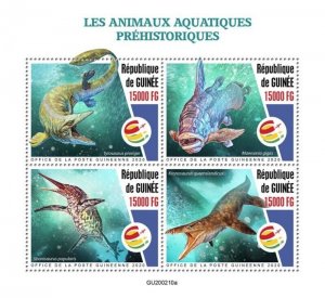 Guinea - 2020 Prehistoric Water Animals - 4 Stamp Sheet - GU200210a