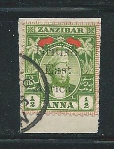 British East Africa 88 1897 1/2a Used on Piece