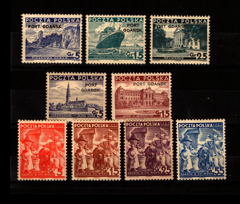 Port Gdansk - Sc# 1K28 - 1K30 MH + 1K31 - 1K36 MNH  /  Lot 1119040