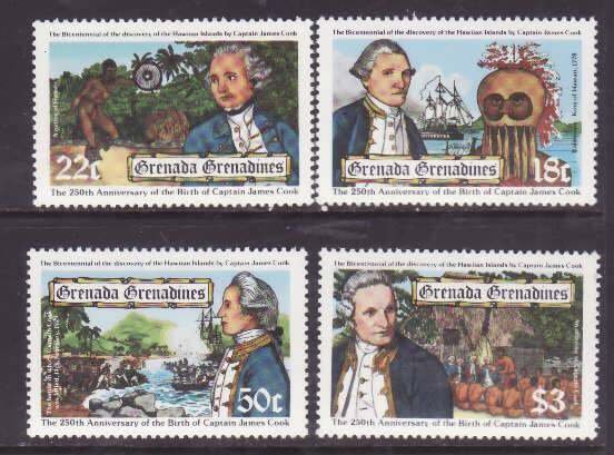 Grenada Grenadines-Sc#303-6- id9-unused NH set-Capt. Cook-Ships-1978-