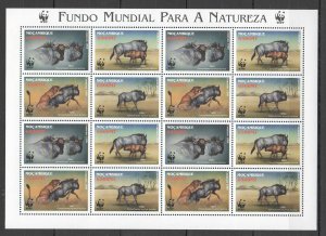 A1153 2000 Mozambique Wwf Animals Antelopes Gnu #1757-60 Michel 24 Euro Sh Mnh