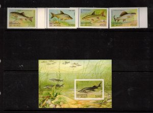 Belarus Sc 204-8 MNH set & S/S of 1997 - Fish - FH02