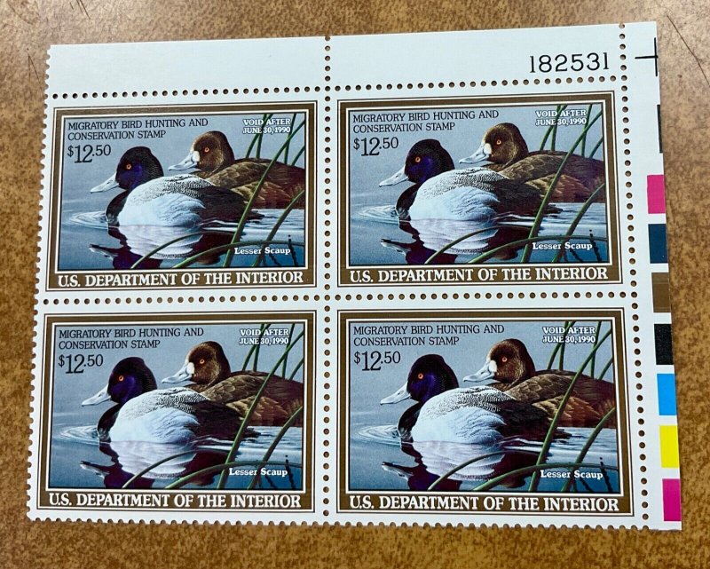 RW56 Duck Stamp plate block VF NH 1989  SELLING BELOW FACE