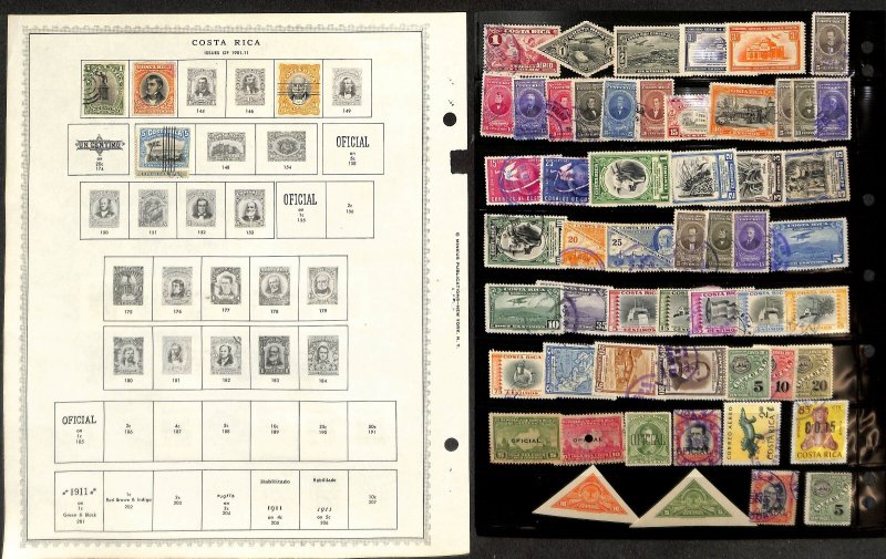 Costa Rica Stamp Collection on 48 Minkus Pages, 1863-1971, 1976-1991 (BJ)