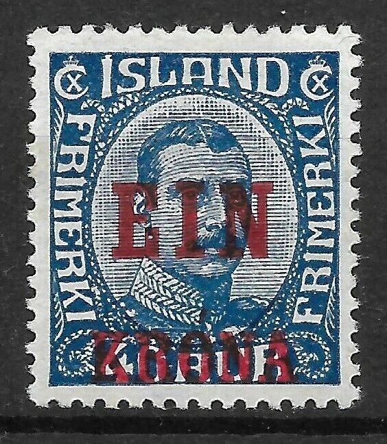 Doyle's_Stamps: VF/XF MH/og 1926 Icelandic 1 Krona Overprinted  Scott #150* (L1)