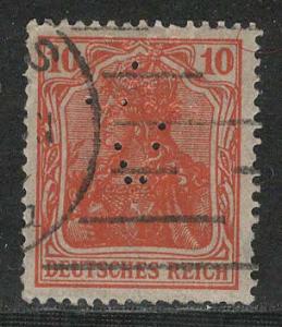 Germany Reich Scott # 119, used, perfin OEV, Mi#141