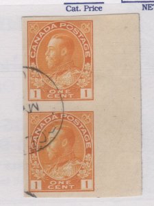 CANADA  #136 imperforate pair HUGE MARGIN used VF