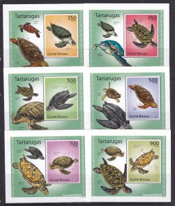 Guinea Bissau 2010 Turtles 6 S/Sheets Deluxe Edition MNH**