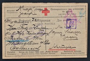 WW1 GERMAN PRISONER of WAR RED CROSS POSTCARD RUSSIA to BADEN 1918