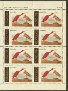 TANZANIA Sc#306-309 1986 Audubon Birds M/S of Eight Each Complete Set MNH