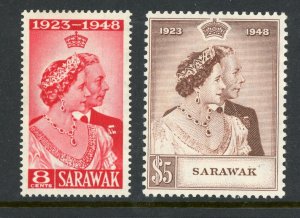 British Colony 1948 Sarawak Stamps Silver Wedding Set Scott #174-5 Mint G913 ⭐⭐⭐