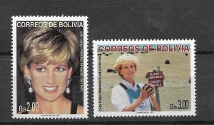 BOLIVIA YEAR 1998 LADY DI PRINCESS DIANA FAMOUS PEOPLE SC 1023/24 MINT NH