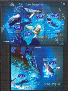 Togo 2015 Marine Life Whales Sheet + S/S MNH