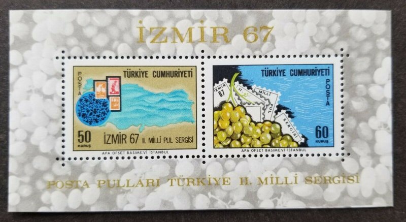 Turkey 2nd National Izmir Stamp Exhibition 1967 Fruits Grape (ms) MNH