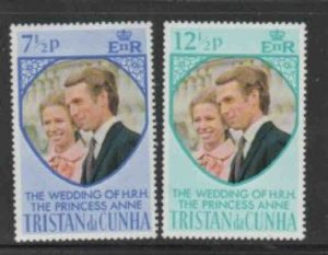 TRISTAN DA CUNHA #189-190 1973 PRINCESS ANNE WEDDING MINT VF NH O.G aa