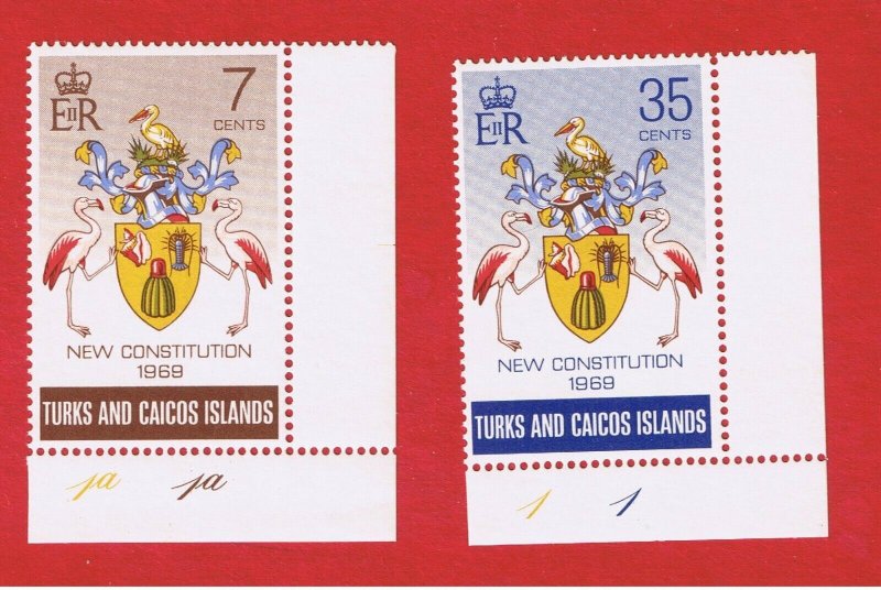 Turks & Caicos Islands #200-201   MNH OG  Coat of Arms Free S/H