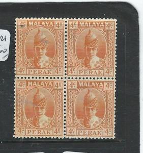 MALAYA PERAK (P0810B)  SULTAN HEAD STRAIGHT 4C  SG 107 BL OF 4   MNH