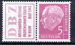 Germany Bund Scott # 704, label R3, mint nh, se-tenant, W6