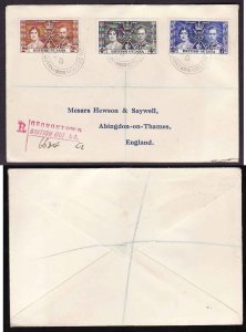 British Guiana-cover KGVI 1937 Coronation FDC reg'd-May 12 1937 -Omnibus...