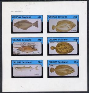 Grunay 1982 Fish imperf set of 6 values (15p to 75p) unmo...