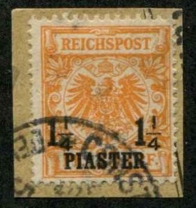 German Offices Turkey SC# 11 1-1/4Piaster on 25pf o/p on Germany Used on piece