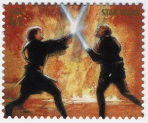 U.S. #4143d 41c Used, Self-Adhesive {Anakin Skywalker & Obi-Wan Kenobi)