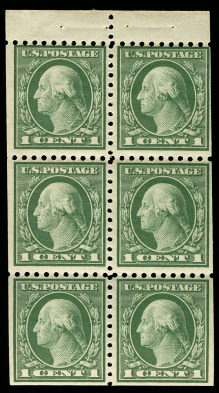 US #424d VF/XF mint never hinged booklet pane, tough to find well centered, F...