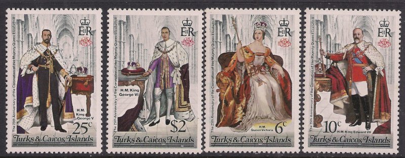 Turks & Caicos 1978 QE2 25th Anniv. Coronation SG 494 - 497 Umm ( E516 ) 