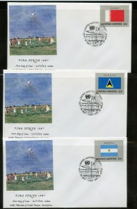 UN 1987 FLAGS WFUNA CACHET BY TONY BENNETT SET ON 16 FIRST DAY COVERS 