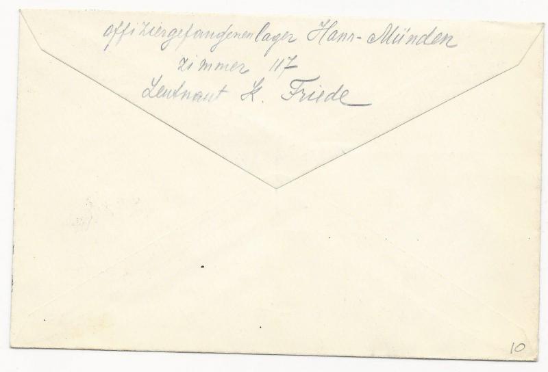 Germany POW Censored Cover Lt. K. Fride Hann-Munden