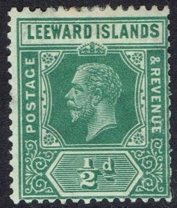 LEEWARD ISLANDS 1921 KGV 1/2D DIE I WMK MULTI SCRIPT CA