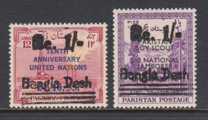 Bangladesh, Pakistan Sc 78, 102 MNH. Issues with Bangladesh provisional ovpts VF