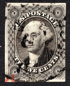 US 1851 12¢ Washington Stamp #17 Used CV $250