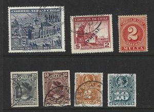 CHILE Mint & Used Lot of 7 Different stamps 2018 CV $14.05