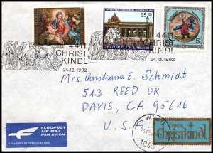 Austria to Davis,CA 1992 Airmail Cover