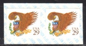 US Stamp #2595 MNH Brown Eagle Self Adhesive Coil Pair