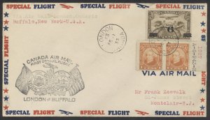 1933 AAMC #3307 London ONT to Buffalo NY Flight on Nice Air Mail Cover