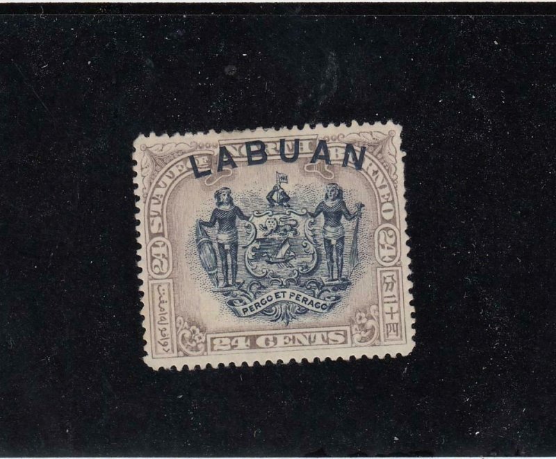 LABUAN (MK4395)  # 82  VF-MH  24cts COAT OF ARMS /GREY-LILAC & BLACK CAT VAL $15