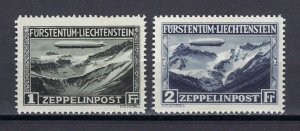 LIECHTENSTEIN #C7-8 MINT, F-VF, HR GRAF ZEPPELIN ISSUE