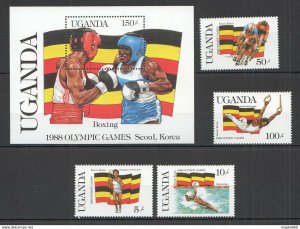 1987 Uganda Olympic Games Seoul 1988 #534-37 Michel 11 Euro Set+Bl ** Pm020