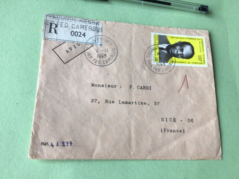 Cameroun  to Nice France registered stamps cover Ref 51331 