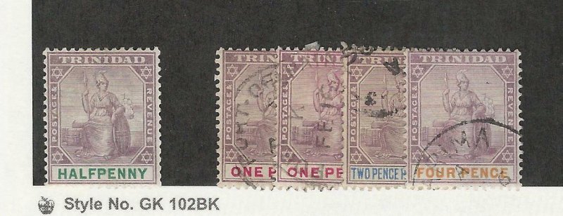 Trinidad, Postage Stamp, #74 Mint, 76-77, 79, 81 Used, 1896-1902, JFZ